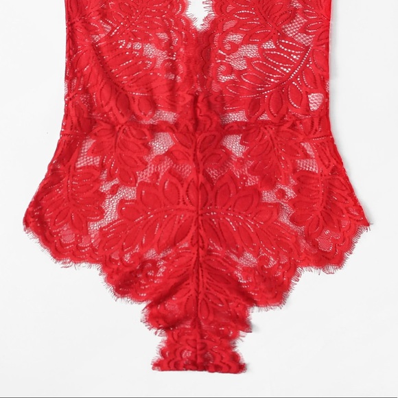 💕🆕Red lace lingerie body suit romper - Picture 6 of 7